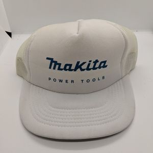 Vintage NEW White & Blue "Makita Power Tools" Mesh Snapback Hat!